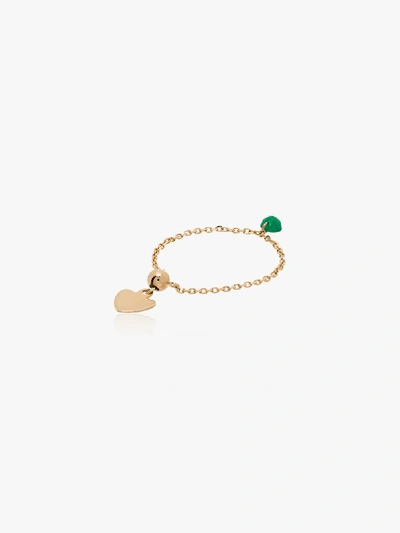 Shop Persée 18k Yellow Gold Emerald Chain Ring In Yellow Gold/green