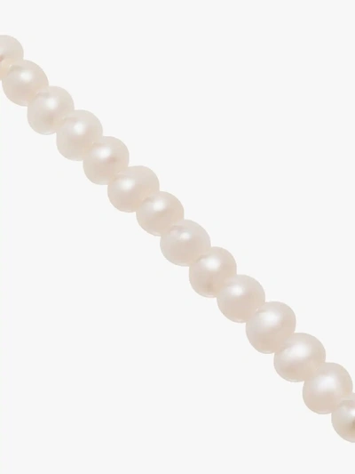 Shop Mateo 9k Yellow Gold Pearl Anklet In Yellow Gold/white