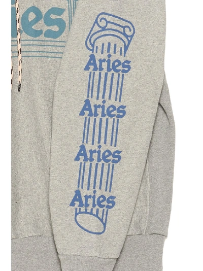 Shop Aries Logo Hoodie In Grey