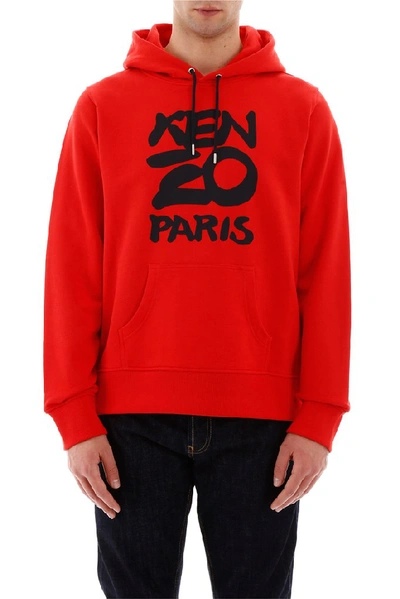 Shop Kenzo Paris Logo Hoodie In Red