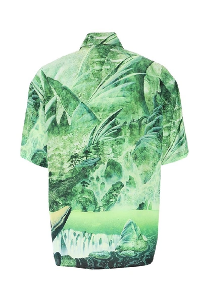 Shop Valentino Printed Shirt In Green