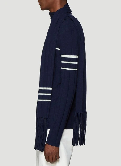 Shop Jw Anderson Scarf Knit Sweater In Navy