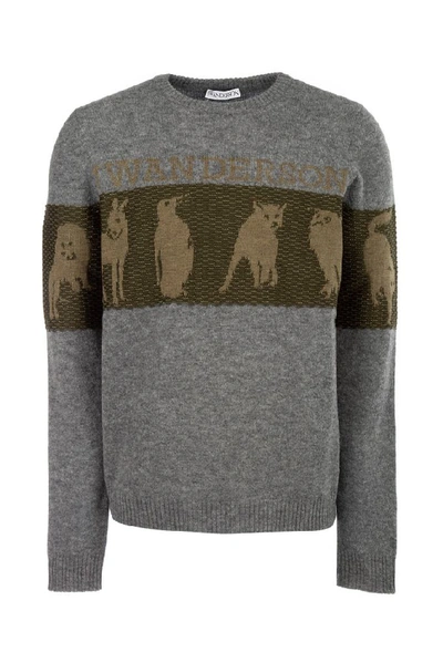 Shop Jw Anderson Knitted Sweater In Grey