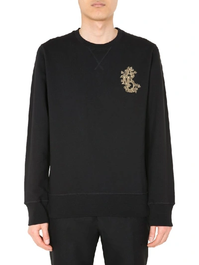 Shop Alexander Mcqueen Embellished Monogram Logo Sweatshirt In Black