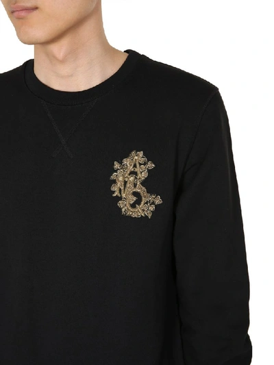 Shop Alexander Mcqueen Embellished Monogram Logo Sweatshirt In Black