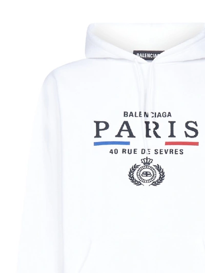 Shop Balenciaga Logo Printed Hoodie In White