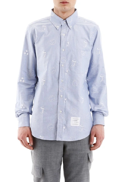 Shop Thom Browne Ball Print Shirt In Blue