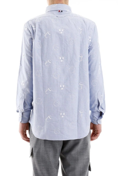 Shop Thom Browne Ball Print Shirt In Blue