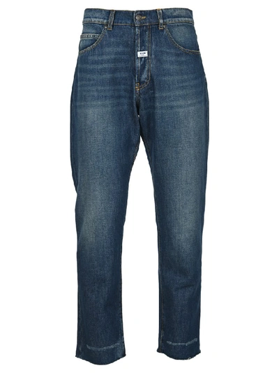 Shop Msgm Cropped Denim Jeans In Blue