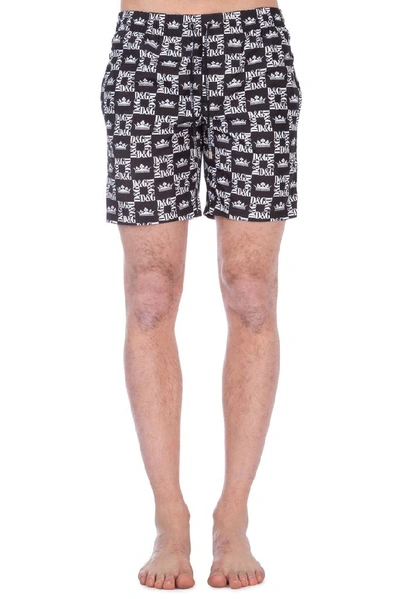 Shop Dolce & Gabbana Allover Monogram Swim Shorts In Multi