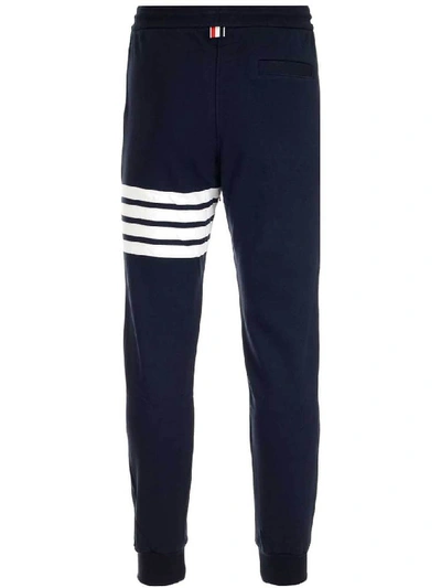 Shop Thom Browne Logo Patch 4 Bar Sweatpants In Blue