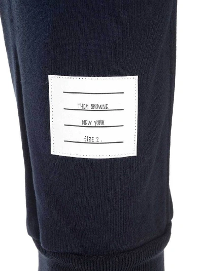 Shop Thom Browne Logo Patch 4 Bar Sweatpants In Blue