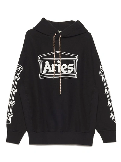 Shop Aries Logo Hoodie In Black
