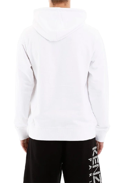 Shop Kenzo Paris Logo Print Hoodie In White