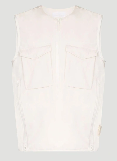 Shop Stone Island Sleeveless Zip Up Vest In White