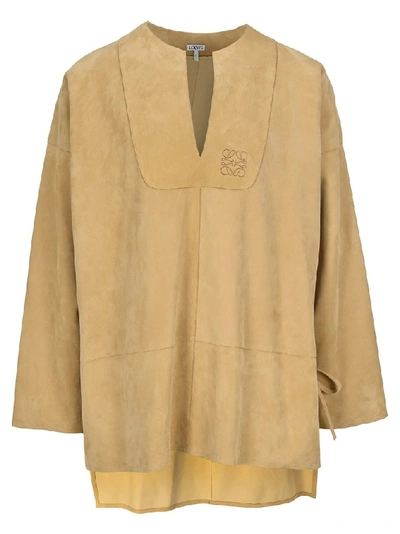 Shop Loewe Embossed Logo Tunic In Yellow