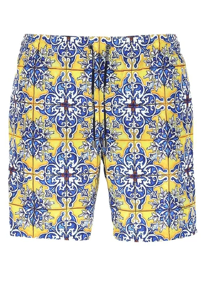 Shop Dolce & Gabbana Maiolica Print Swim Shorts In Multi