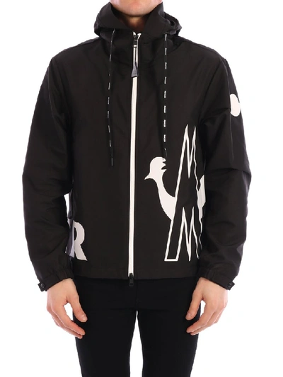 Shop Moncler Mythos Hooded Logo Print Jacket In Black