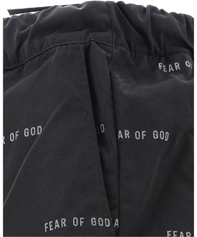 Shop Fear Of God Logo Drawstring Pants In Black