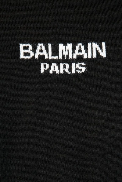 Shop Balmain Logo Intarsia Sweater In Black