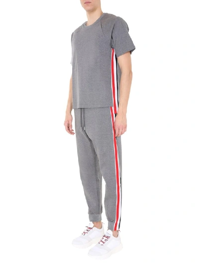 Shop Thom Browne Rwb Stripe Sweatpants In Grey