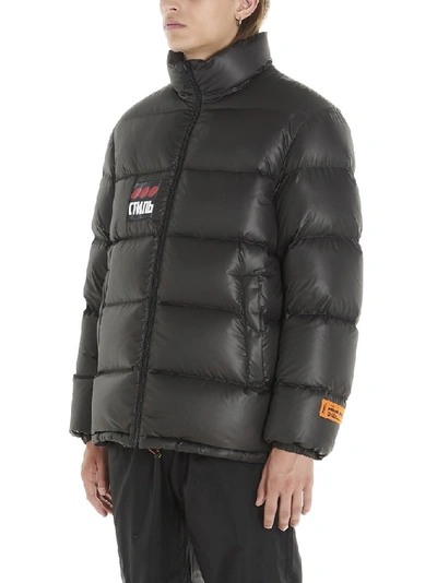 Shop Heron Preston Logo Patch Down Coat In Grey