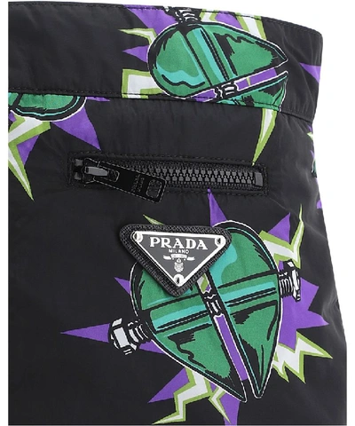 Shop Prada Heart Print Swim Shorts In Multi