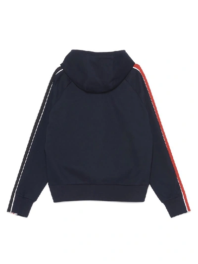 Shop Thom Browne Rwb Stripe Hoodie In Navy