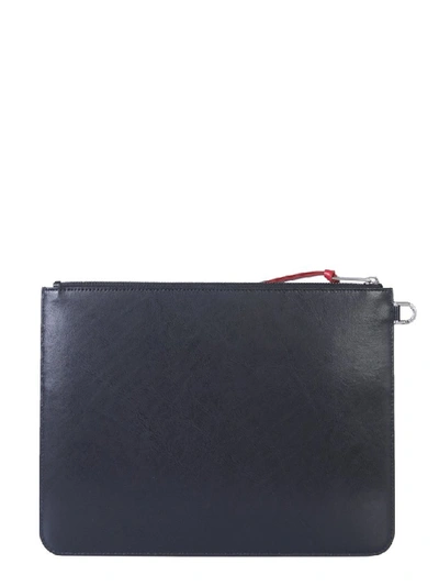 Shop Givenchy Logo Zipped Clutch Bag In Black