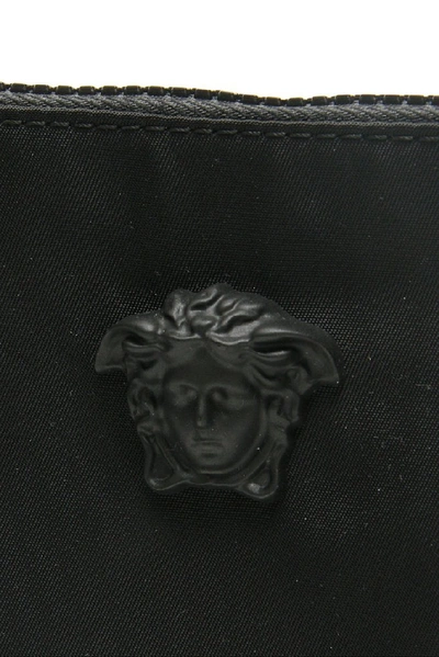 Shop Versace Medusa Head Embellished Clutch Bag In Black