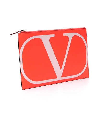 Shop Valentino Vlogo Clutch Bag In Orange