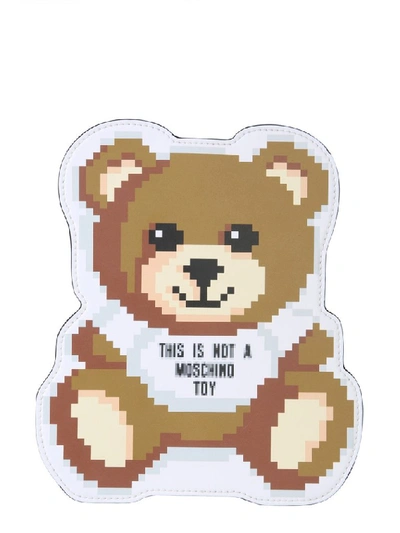 Shop Moschino Pixel Teddy Bear Clutch Bag In Multi