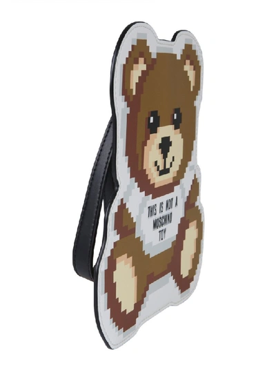 Shop Moschino Pixel Teddy Bear Clutch Bag In Multi