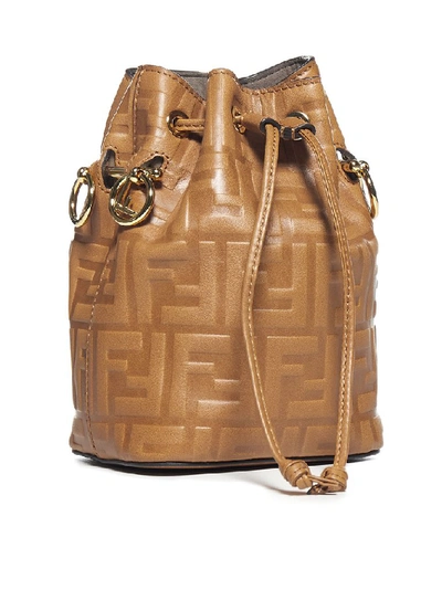 Shop Fendi Mon Tresor Mini Bucket Bag In Brown