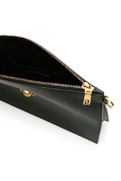 Shop Versace Medusa Plaque Clutch Bag In Black