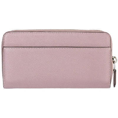 Shop Coach Logo Zip Around Wallet In Pink