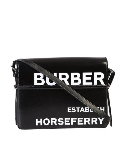 Shop Burberry Large Horseferry Printed Coated Canvas Grace Bag In Black