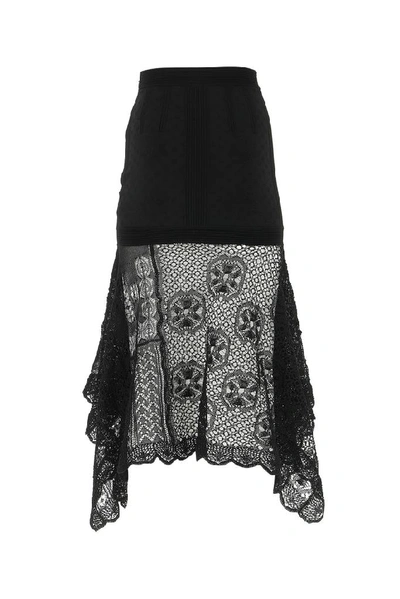Shop Alexander Mcqueen Lace Midi Skirt In Black