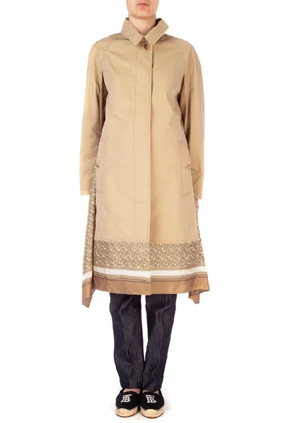 Shop Burberry Monogram Print Silk Panel Car Coat In Beige