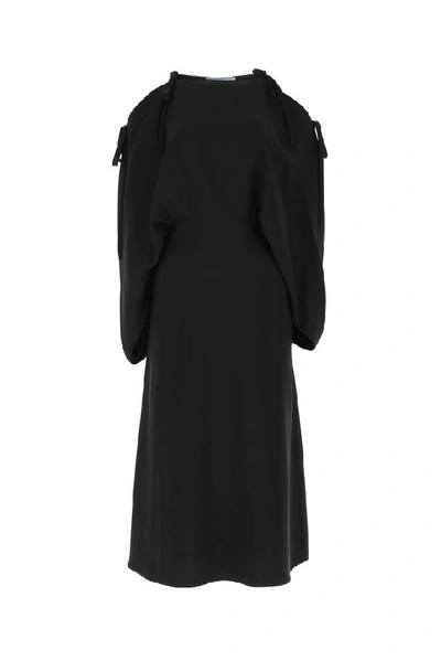 Shop Prada Cold Shoulder Dress In Black