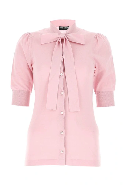 Shop Dolce & Gabbana Pussy Bow Cardigan In Pink