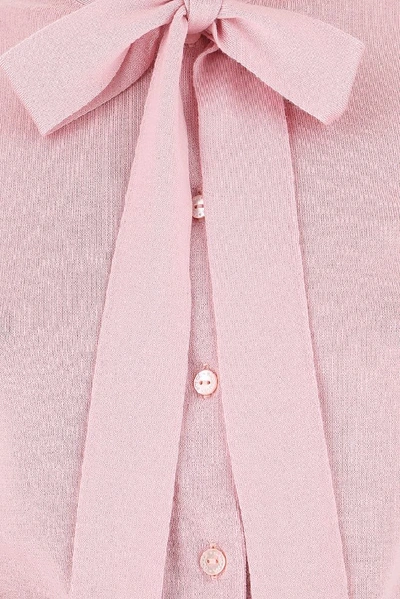 Shop Dolce & Gabbana Pussy Bow Cardigan In Pink