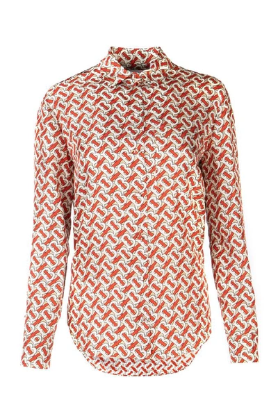 Shop Burberry Monogram Print Collared Shirt In Multi