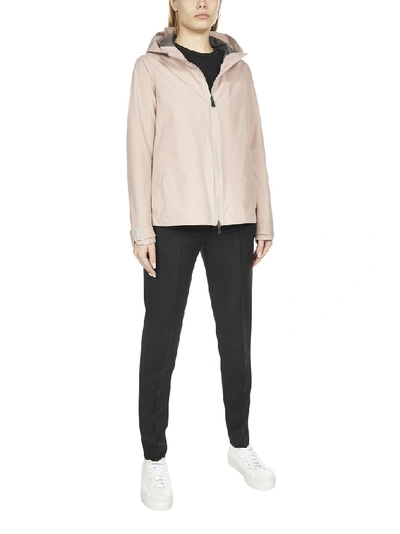 Shop Herno Zipped Hooded Rain Jacket In Pink