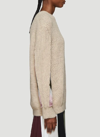 Shop Jw Anderson Stripe Sleeve Knitted Sweater In Beige