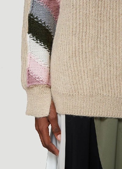 Shop Jw Anderson Stripe Sleeve Knitted Sweater In Beige