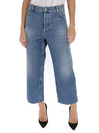 Shop Balenciaga Cropped Denim Jeans In Blue