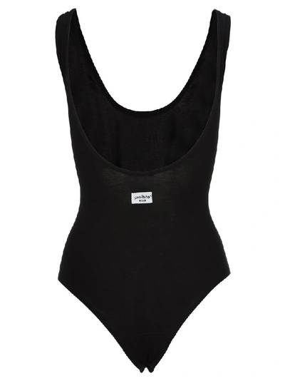 Shop Msgm Logo Print Bodysuit In Black