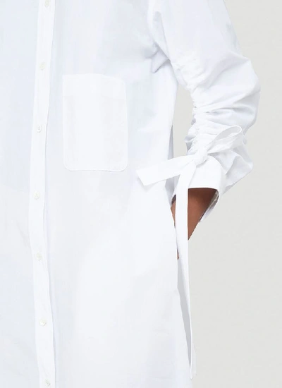 Shop Jw Anderson Gathered Sleeve Shirt Dress In White