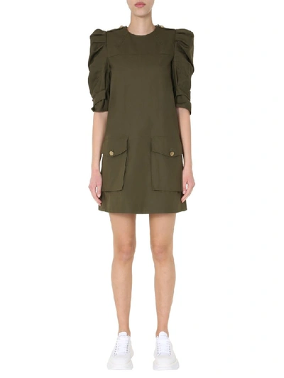 Shop Alexander Mcqueen Puff Sleeve Mini Dress In Green